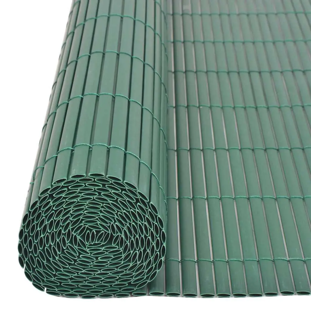 Double-Sided Garden Fence Panel PVC 90 x 300 cm Green Outdoor Decorative Barrier Edging