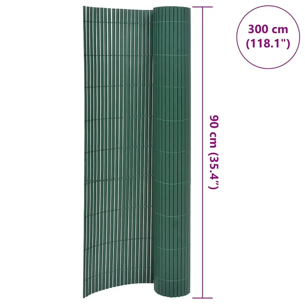 Double-Sided Garden Fence Panel PVC 90 x 300 cm Green Outdoor Decorative Barrier Edging