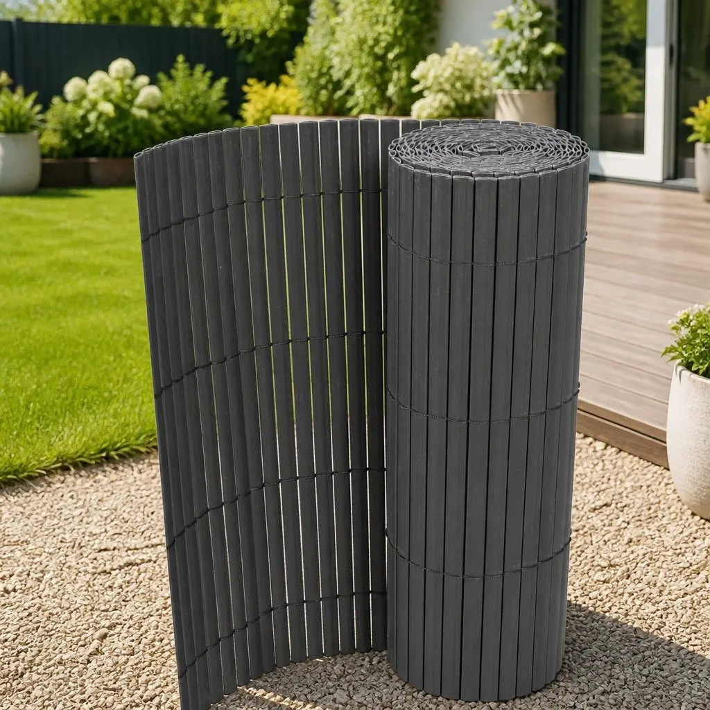 Outdoor Screening Barrier Flexible PVC Double-Sided Garden Fence Panel Grey 90x300cm