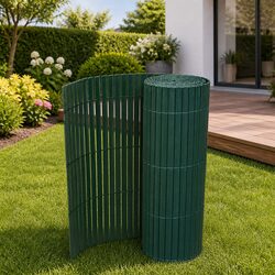 Double-Sided Garden Fence Panel PVC 90x500cm Green Outdoor Screening Barrier