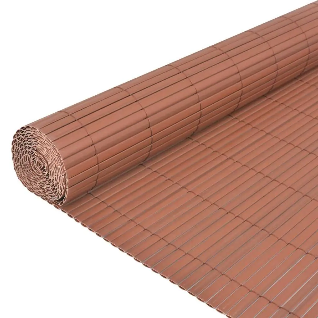 Brown Double-Sided Garden Fence Panel PVC Outdoor Screening Barrier 90x500cm