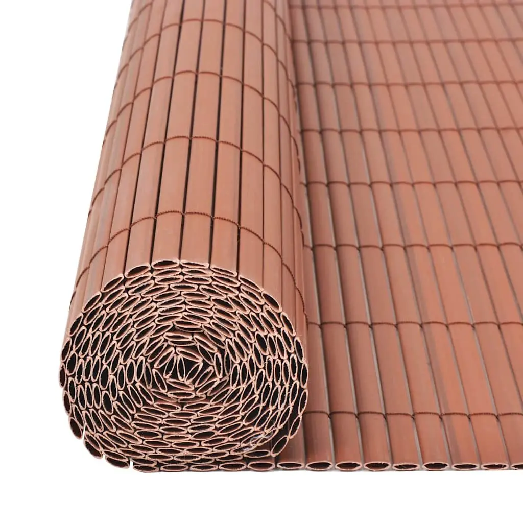 Brown Double-Sided Garden Fence Panel PVC Outdoor Screening Barrier 90x500cm