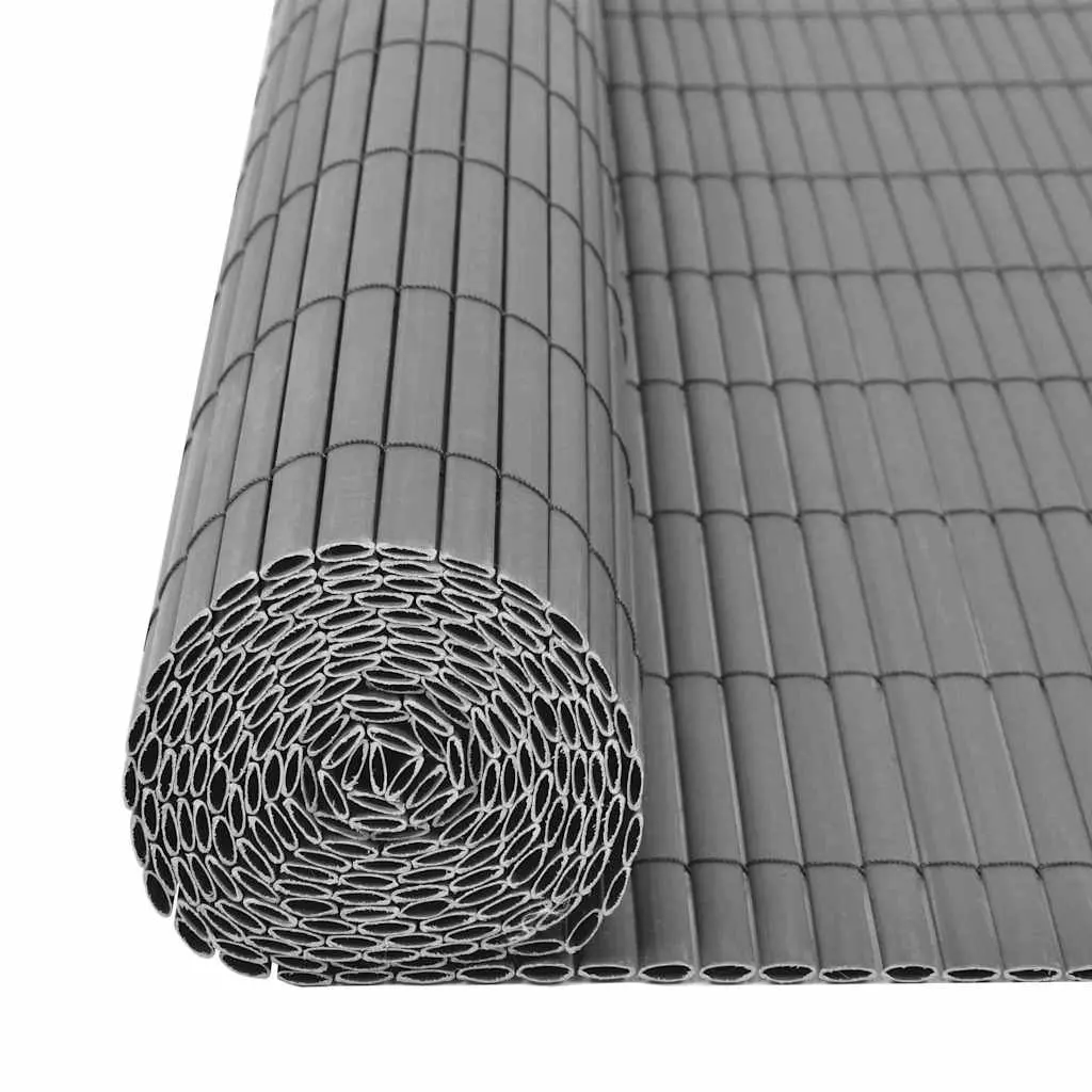 Double-Sided Garden Fence Panel PVC 90x500cm Grey
