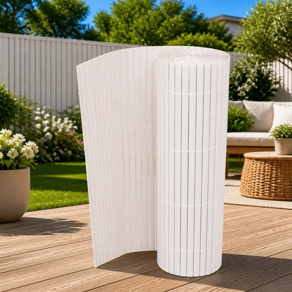Garden Fence Panel PVC Outdoor Privacy Enclosure White 150cm x 300cm