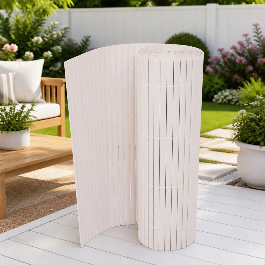 Garden Fence Panel PVC 150 x 500 cm White Outdoor Patio Enclosure Barrier