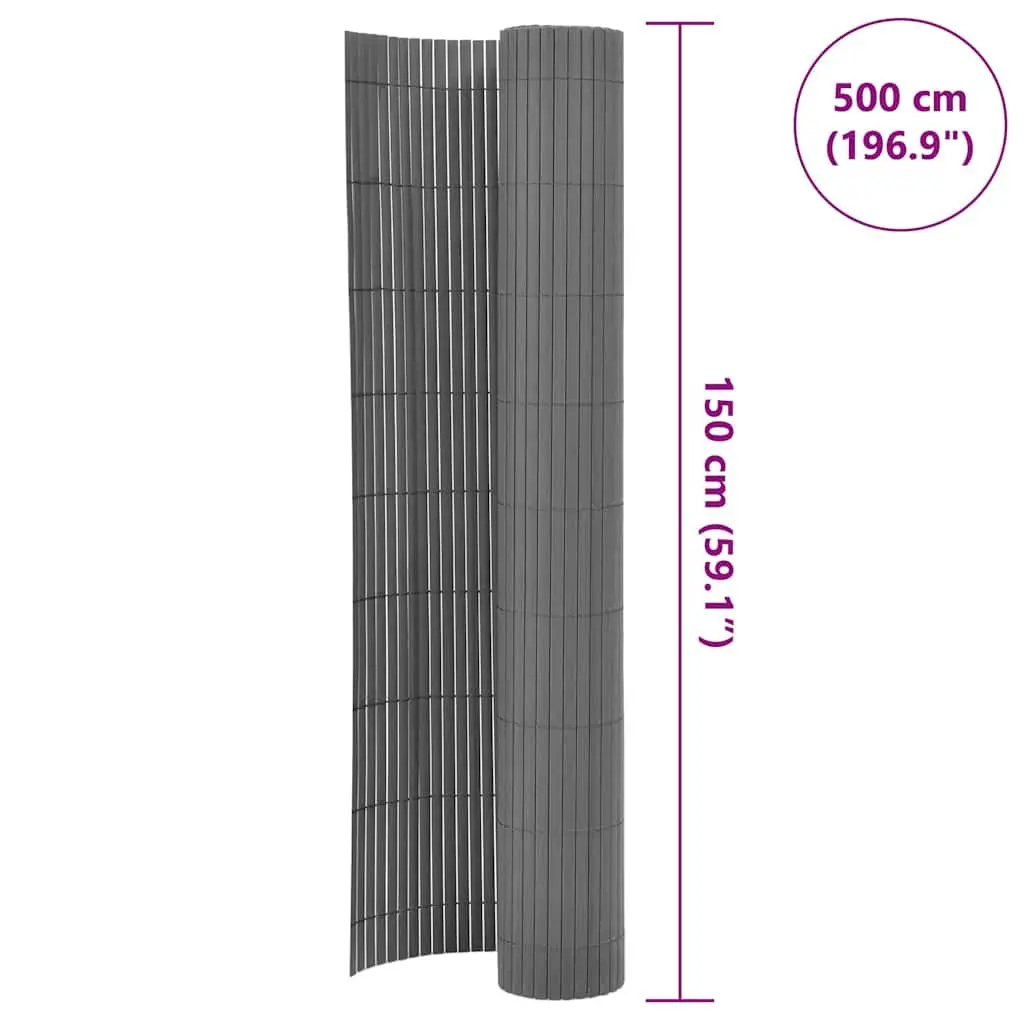 Double-Sided Garden Fence Panel PVC 150x500 cm Grey