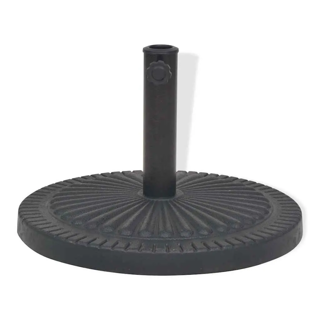 Parasol Base Resin Round Black Outdoor Umbrella Stand with Locking Bolt Adapters