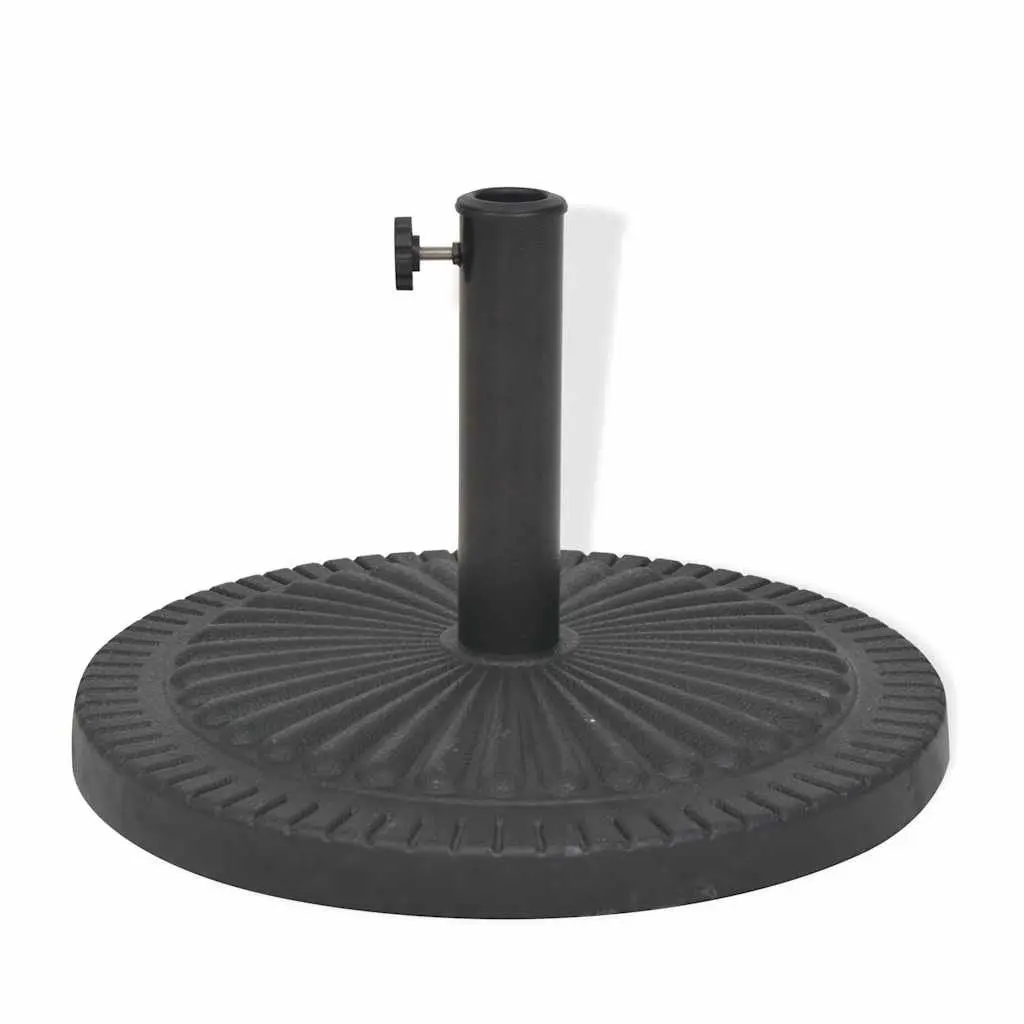 Parasol Base Resin Round Black Outdoor Umbrella Stand with Locking Bolt Adapters