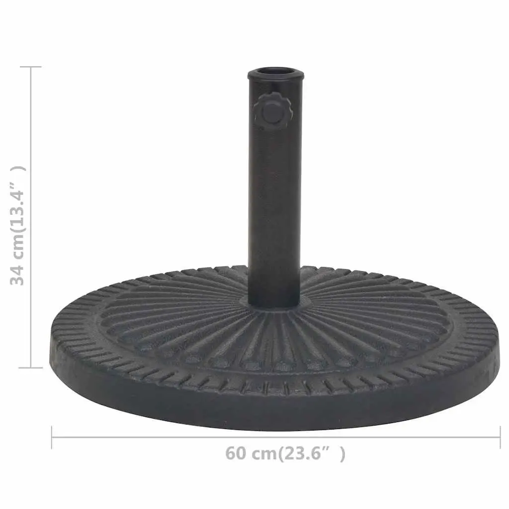 Parasol Base Resin Round Black Outdoor Umbrella Stand with Locking Bolt Adapters