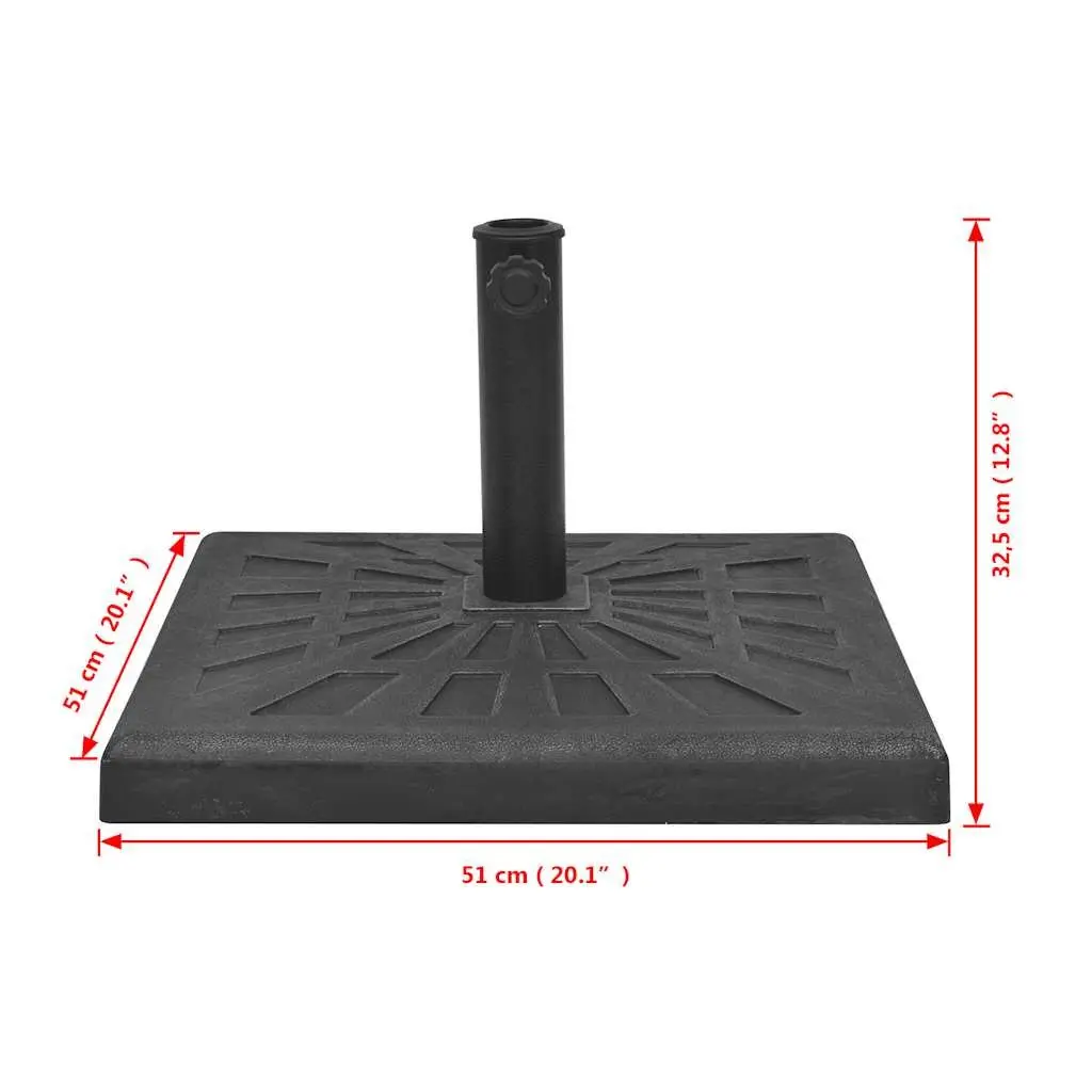 Parasol Base Resin Square Black 57 mm Outdoor Umbrella Stand Weather Resistant