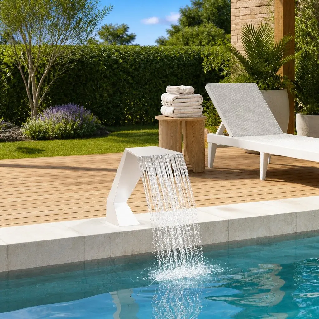 Pool Fountain Silver Stainless Steel Water Feature Garden Pond Outdoor