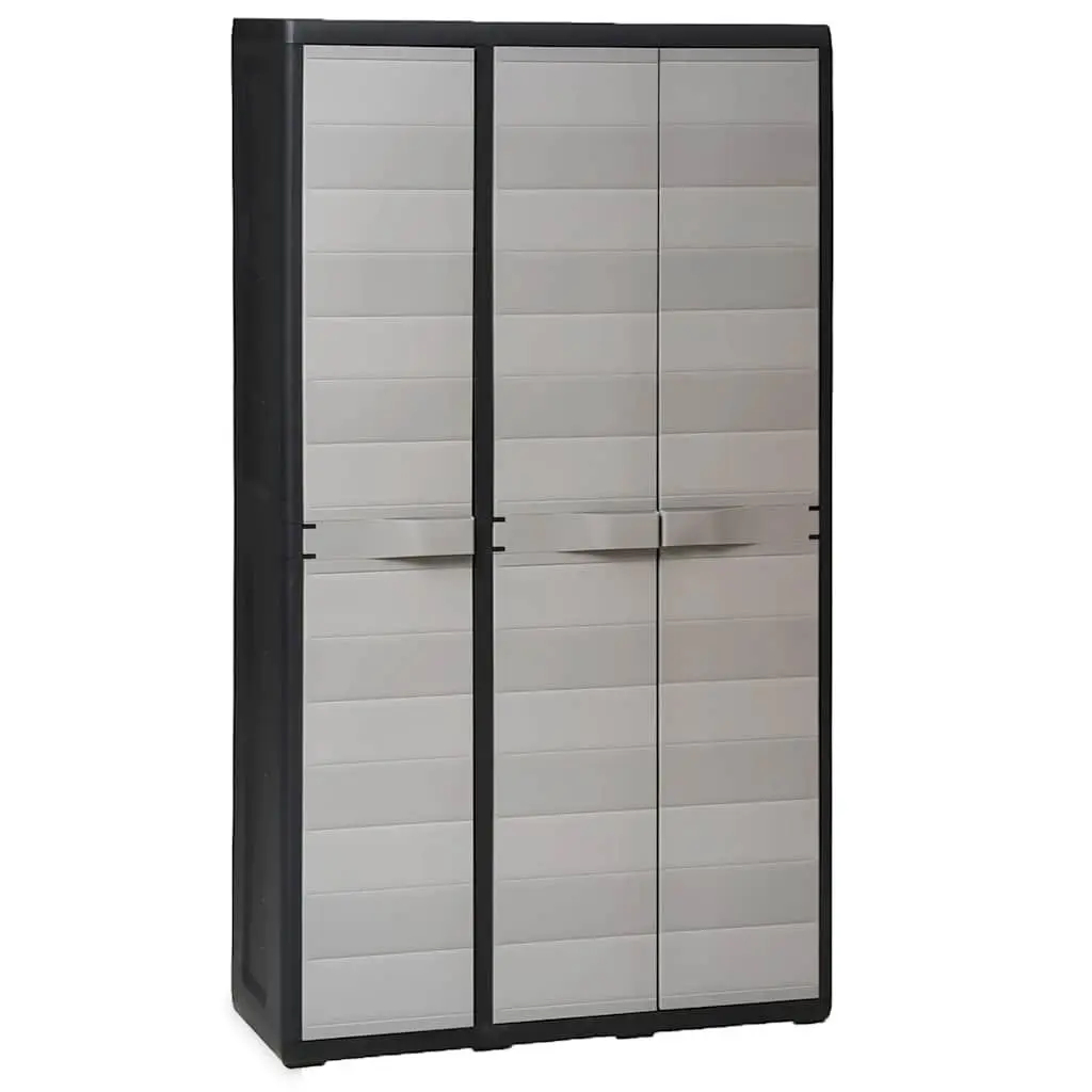 Garden Storage Cabinet 4 Shelves Outdoor Patio Organiser Grey Lockable