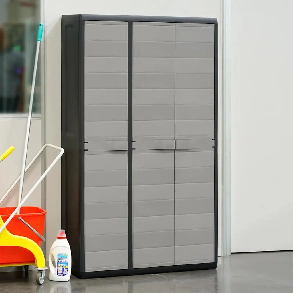 Garden Storage Cabinet 4 Shelves Outdoor Patio Organiser Grey Lockable