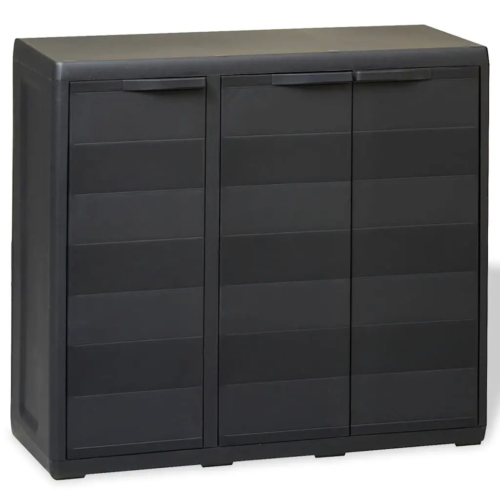 Garden Storage Cabinet with 2 Adjustable Shelves Black Outdoor Organiser