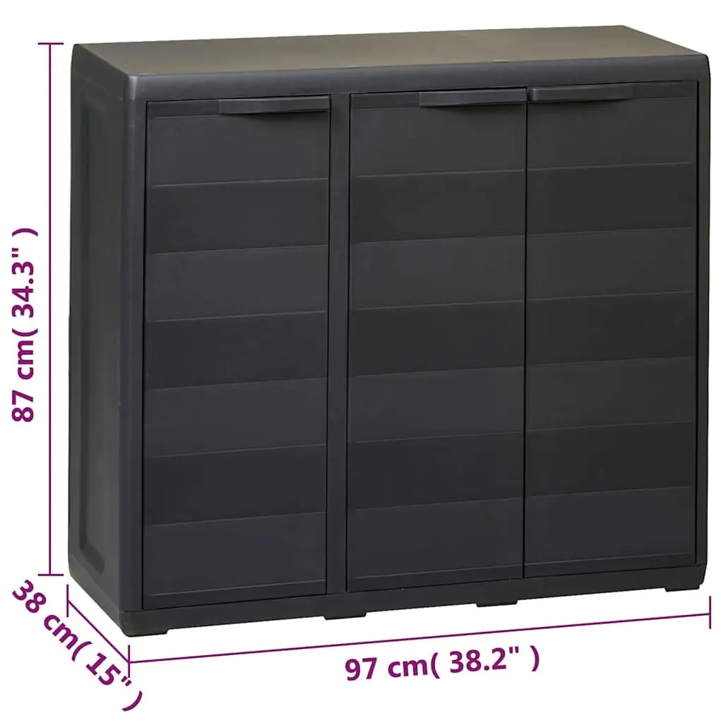 Garden Storage Cabinet with 2 Adjustable Shelves Black Outdoor Organiser
