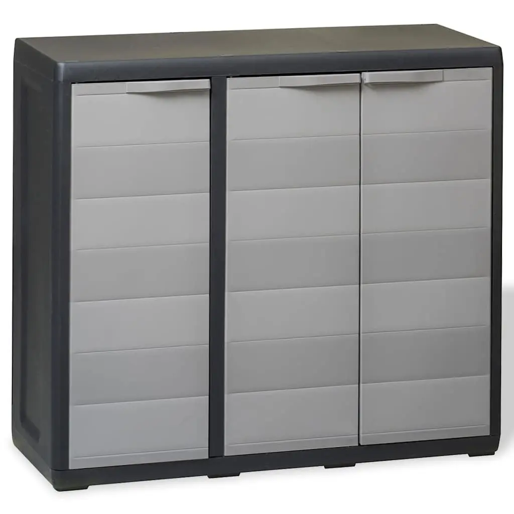 Outdoor Storage Cabinet Grey Polypropylene Compact 2 Shelves Organiser