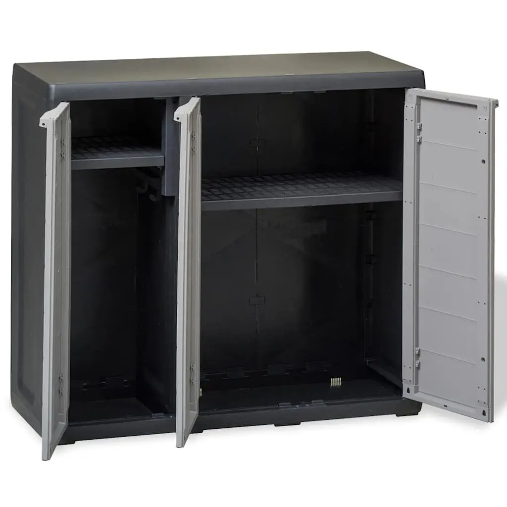 Outdoor Storage Cabinet Grey Polypropylene Compact 2 Shelves Organiser