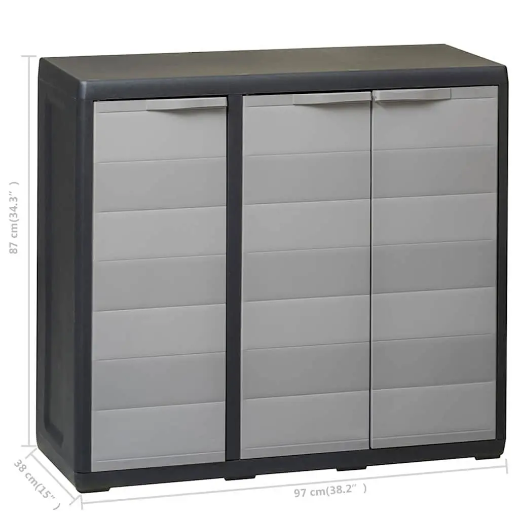 Outdoor Storage Cabinet Grey Polypropylene Compact 2 Shelves Organiser