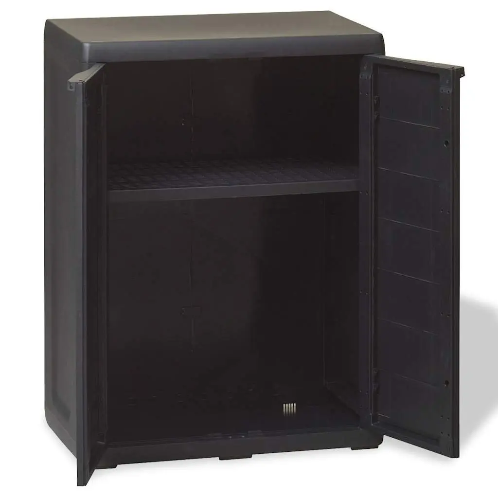 Garden Storage Cabinet Black Outdoor Patio Shed Organiser with Adjustable Shelf