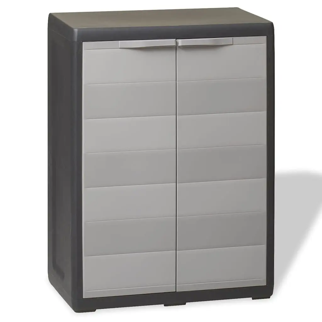 Garden Storage Cabinet Polypropylene Compact Grey with Black Accents