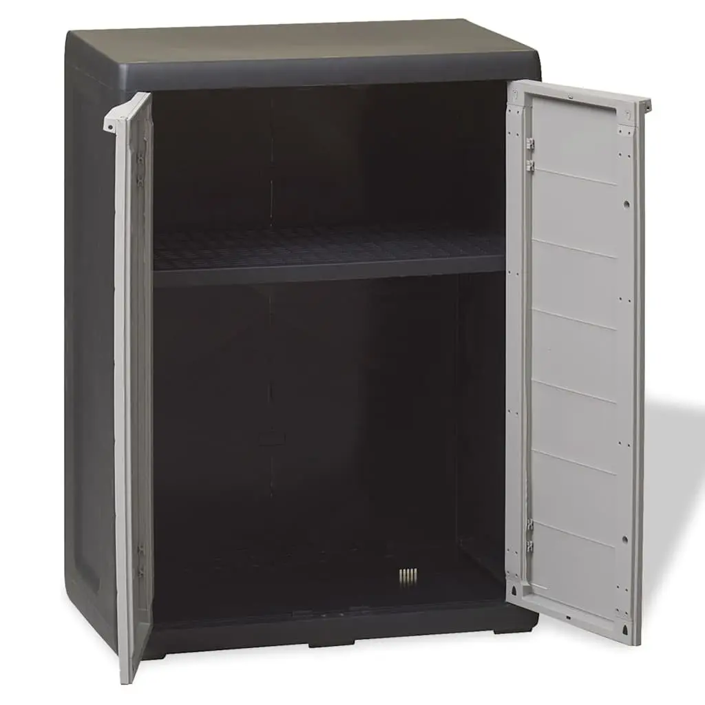 Garden Storage Cabinet Polypropylene Compact Grey with Black Accents