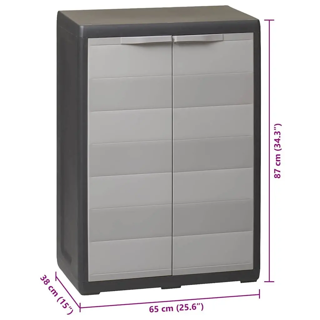 Garden Storage Cabinet Polypropylene Compact Grey with Black Accents