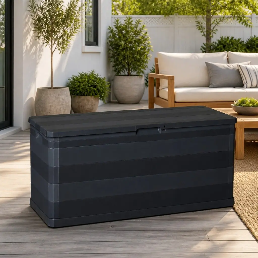 Garden Storage Box Polypropylene 117x45x56cm Black