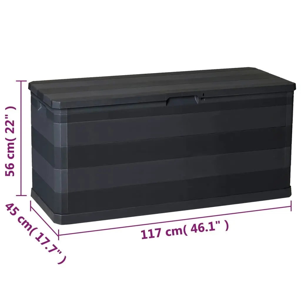 Garden Storage Box Polypropylene 117x45x56cm Black
