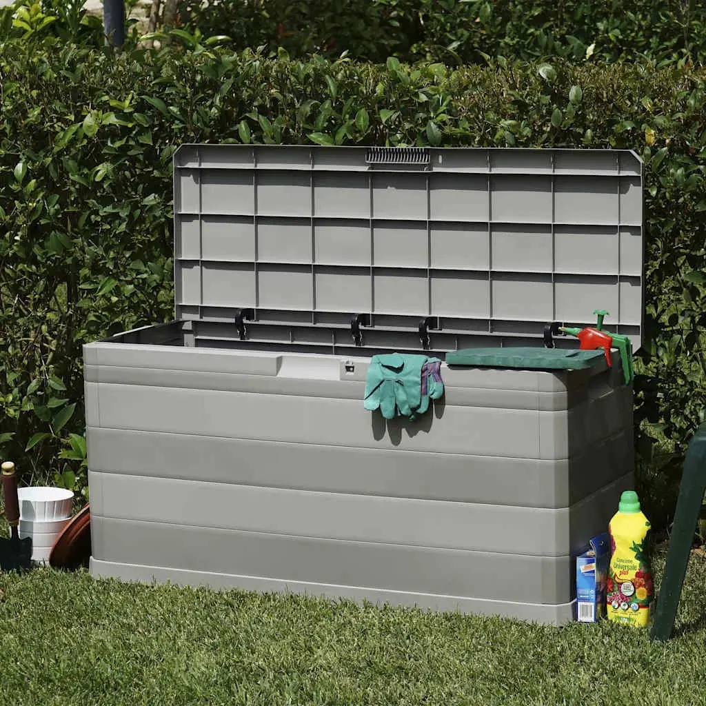 Garden Storage Box Polypropylene 117 x 45 x 56 cm Grey Outdoor Patio Deck Cushion Organizer Container Chest