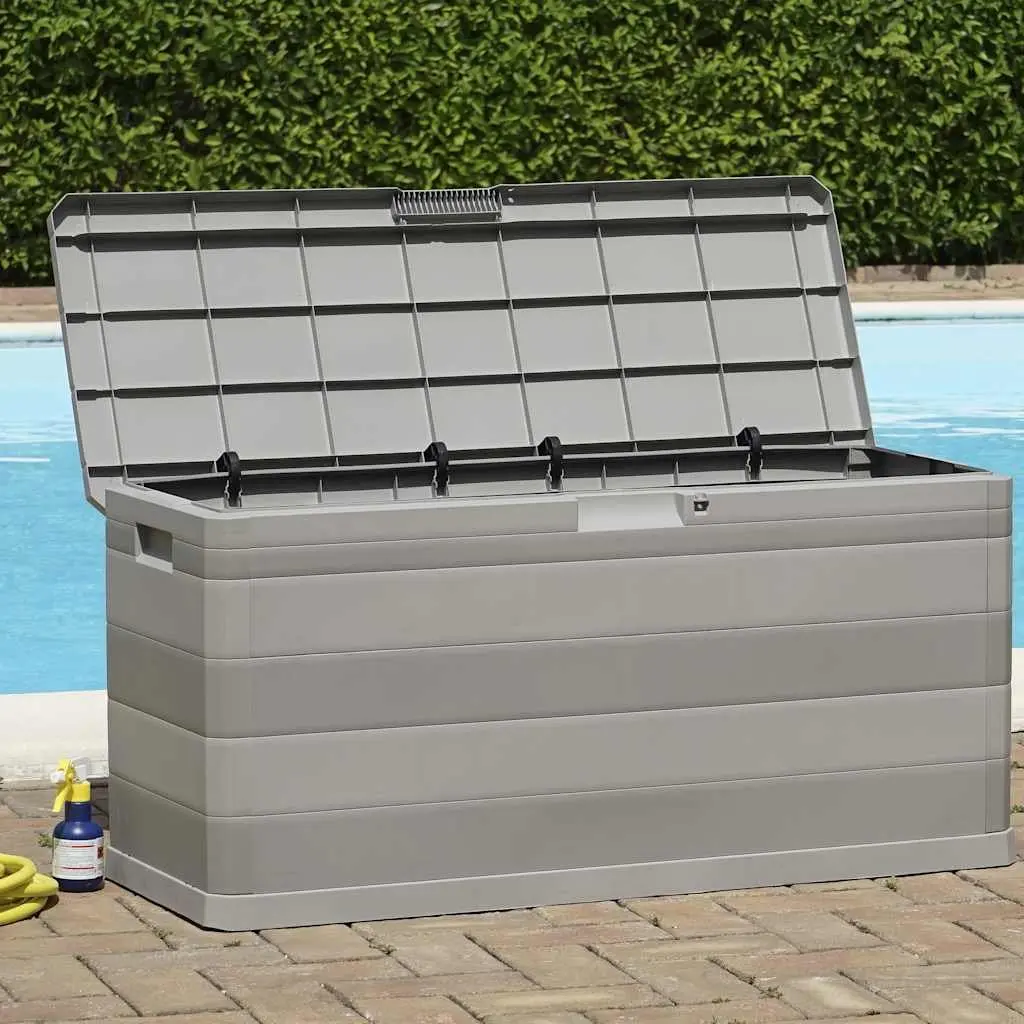 Garden Storage Box Polypropylene 117 x 45 x 56 cm Grey Outdoor Patio Deck Cushion Organizer Container Chest