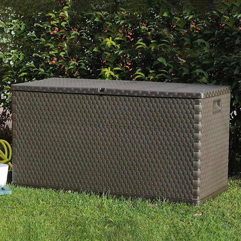 Garden Storage Box Polypropylene 120 x 56 x 63 cm Brown Outdoor Patio Rattan Effect Furniture