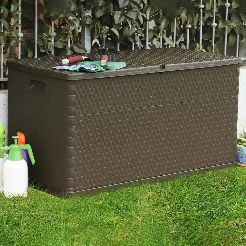 Garden Storage Box Polypropylene 120 x 56 x 63 cm Brown Outdoor Patio Rattan Effect Furniture
