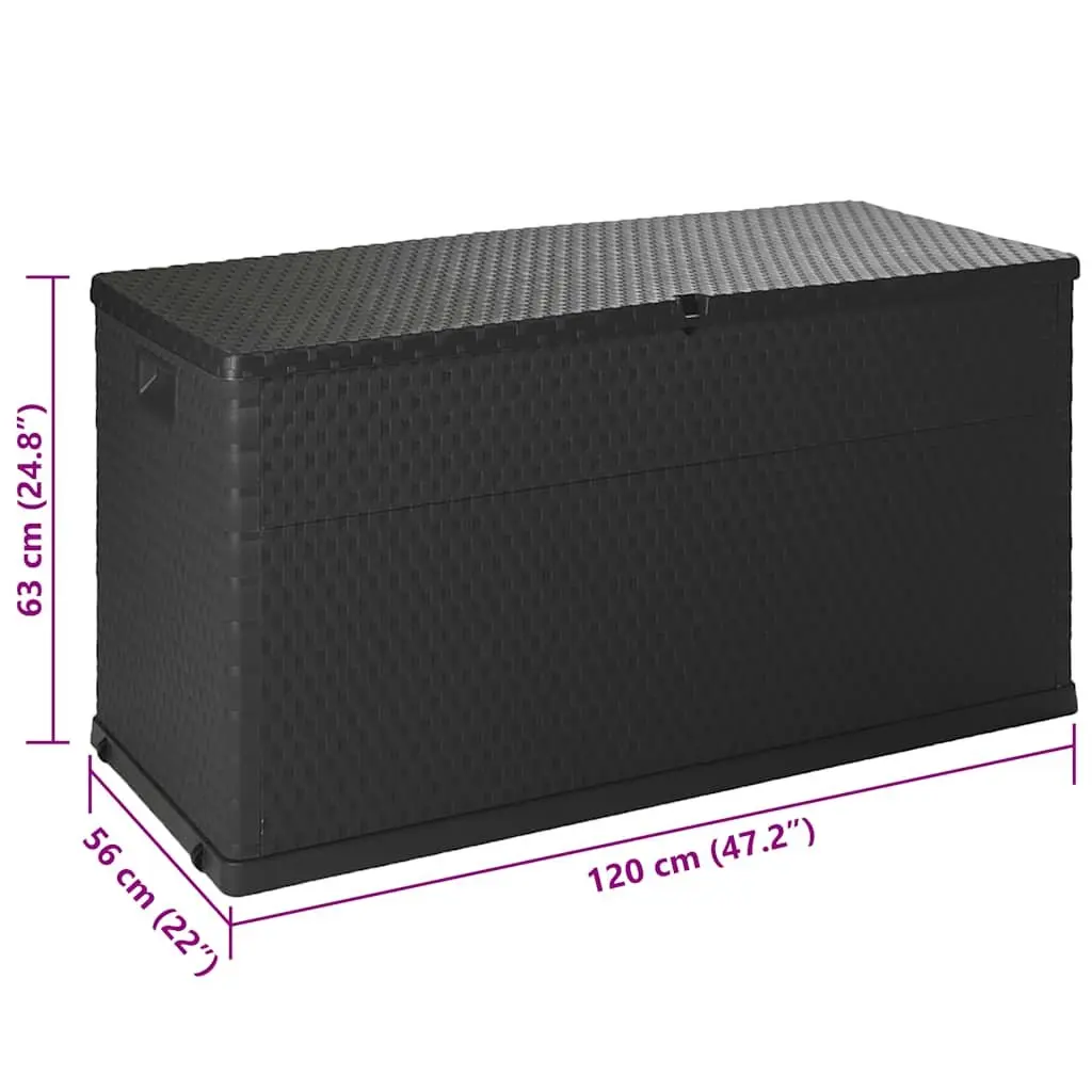 Garden Storage Box Polypropylene Rattan 120x56x63cm Anthracite Outdoor Patio Deck Container Chest