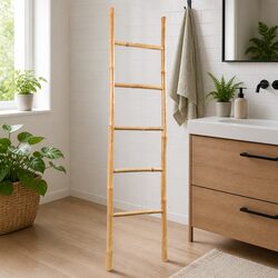 5-Rung Bamboo Towel Ladder - A Practical Storage Solution