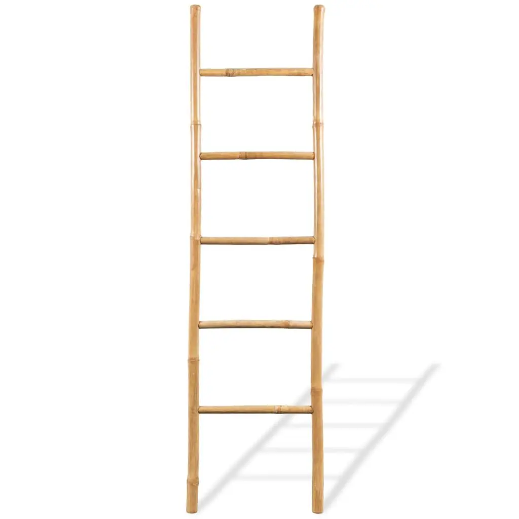Bamboo Towel Ladder Freestanding 150cm Brown 5 Rungs Bathroom Home Decor