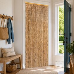 Bamboo Door Curtain for Home Use 56x185 cm Brown Insect Screen