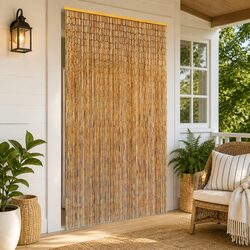 Insect Door Curtain Bamboo Brown 100x220 cm Entrance Privacy Heat Insulation