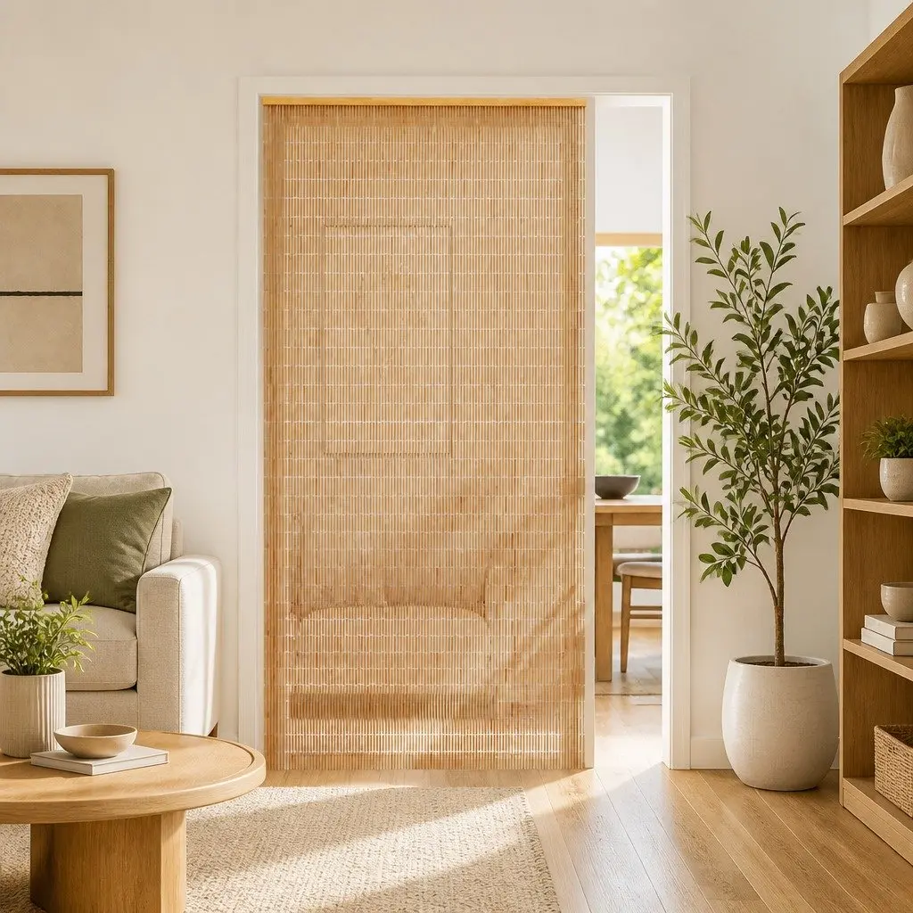 Bamboo Door Curtain Brown 120x220 cm Insect Screen Privacy Window Decor