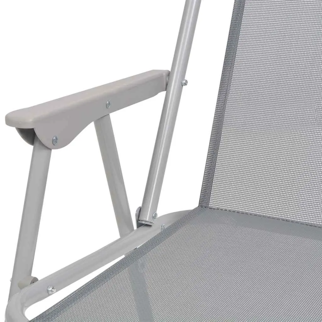 Outdoor Dining Set Grey Garden Furniture 6 Piece Stackable Chairs Table with Umbrella Tempered Glass