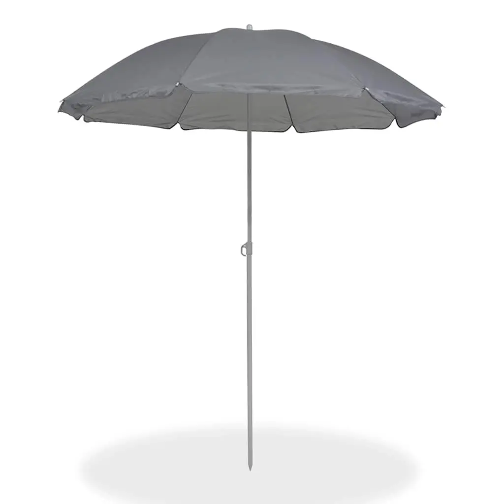 Outdoor Dining Set Grey Garden Furniture 6 Piece Stackable Chairs Table with Umbrella Tempered Glass