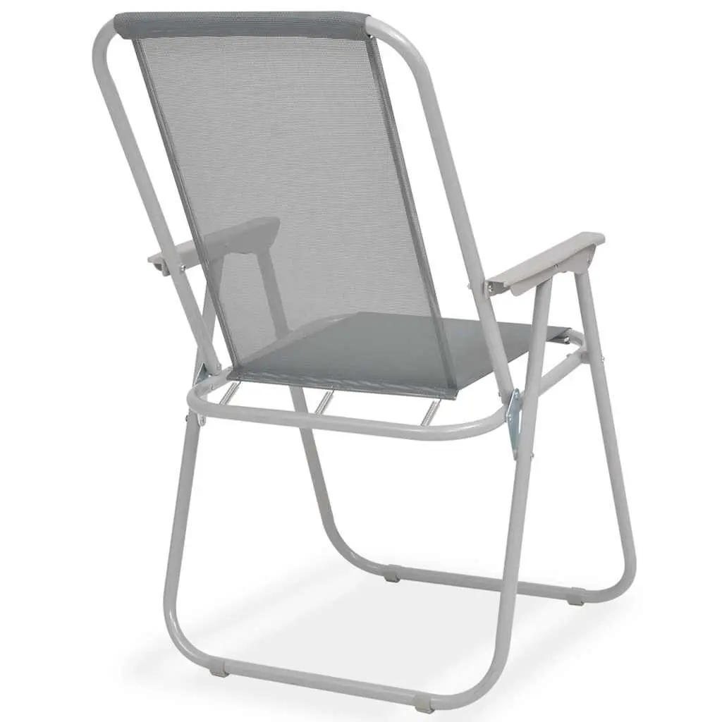 Outdoor Dining Set Grey Garden Furniture 6 Piece Stackable Chairs Table with Umbrella Tempered Glass