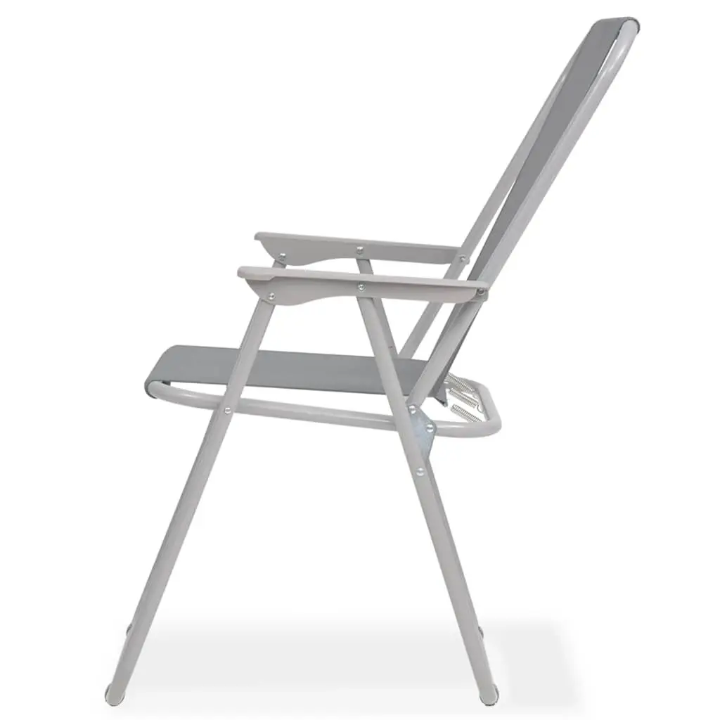 Outdoor Dining Set Grey Garden Furniture 6 Piece Stackable Chairs Table with Umbrella Tempered Glass