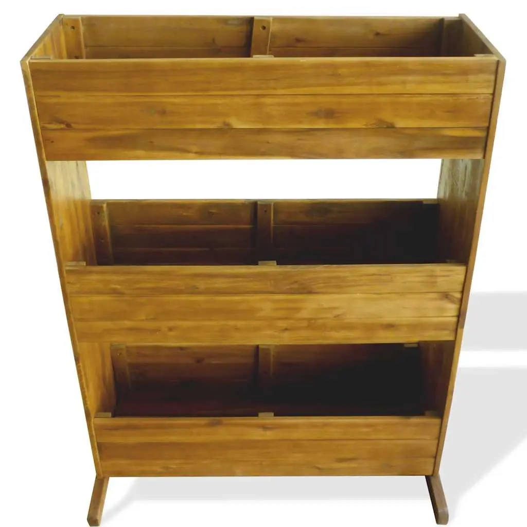 3-Tier Garden Raised Bed Planter Wooden Brown