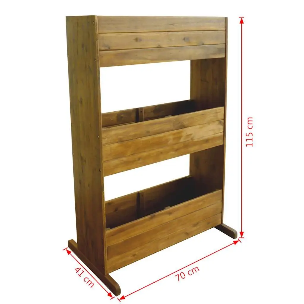 3-Tier Garden Raised Bed Planter Wooden Brown