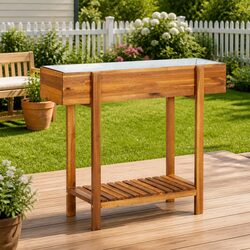 Raised Garden Bed Planter Solid Wood Flower Box Outdoor Rustic Design Storage