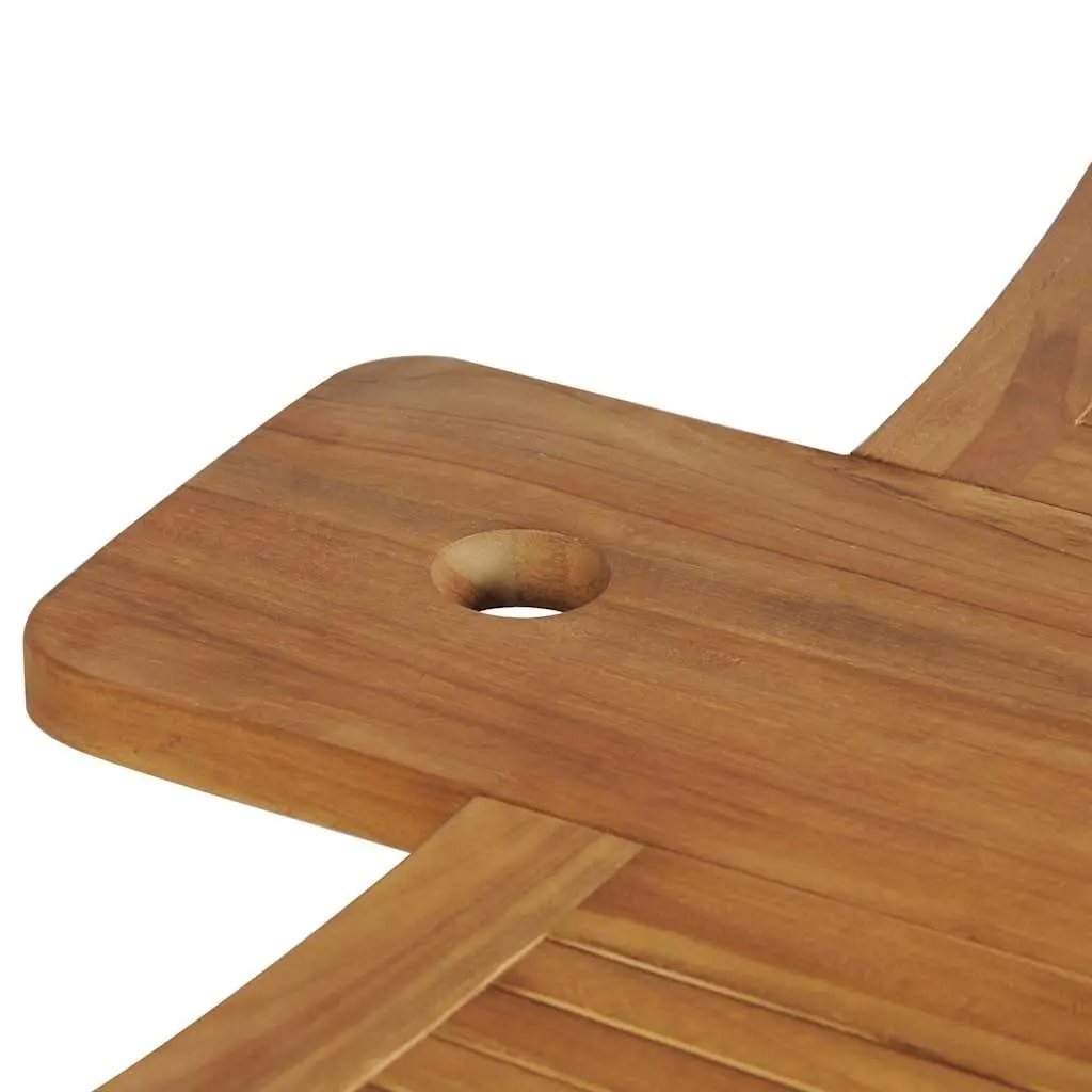 Folding Bar Table Teak Wood 155 x 53 x 105 cm Brown Outdoor Garden Parasol Hole Bottle Holder Shelves
