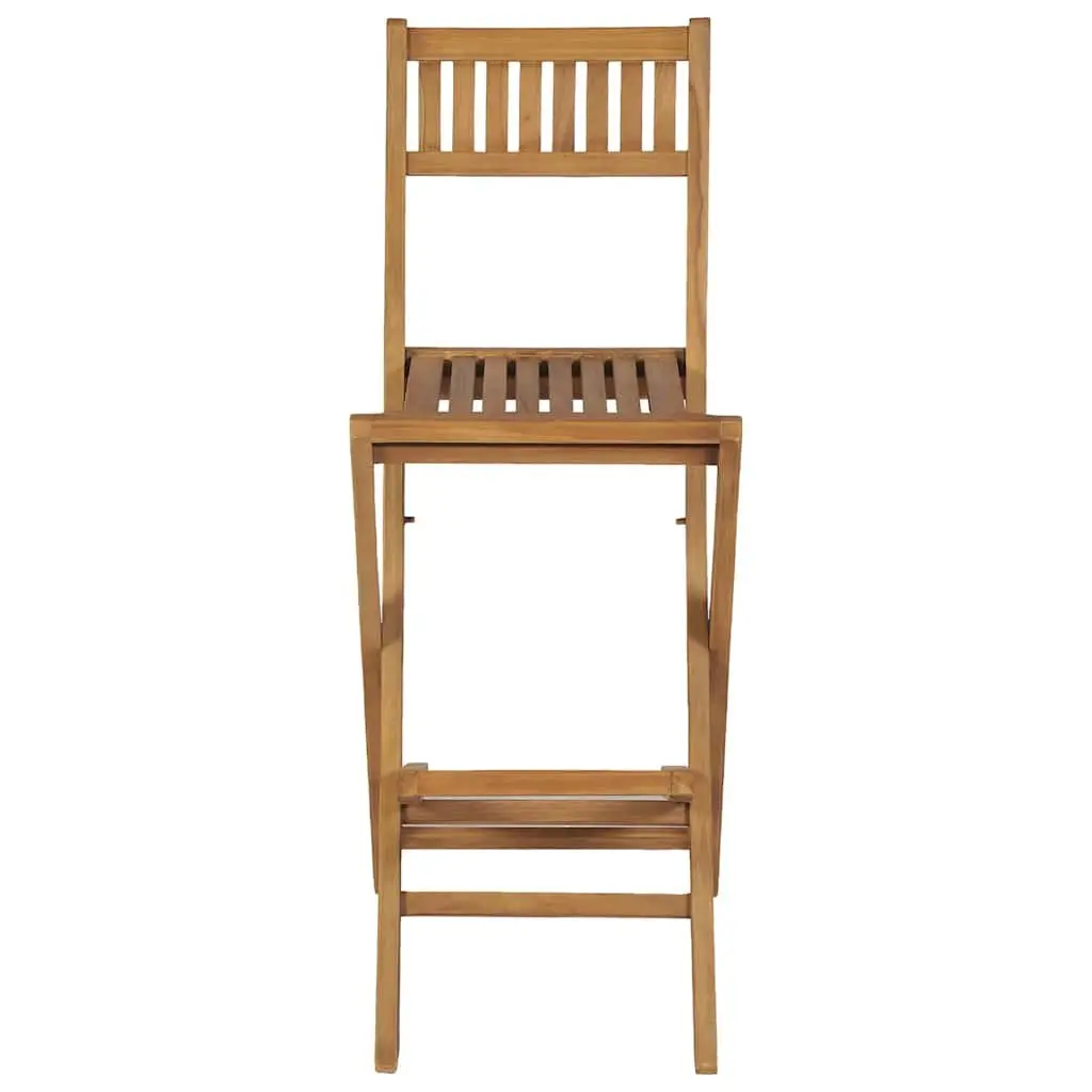 Folding Outdoor Bar Stools Teak Wood Brown Set of 2