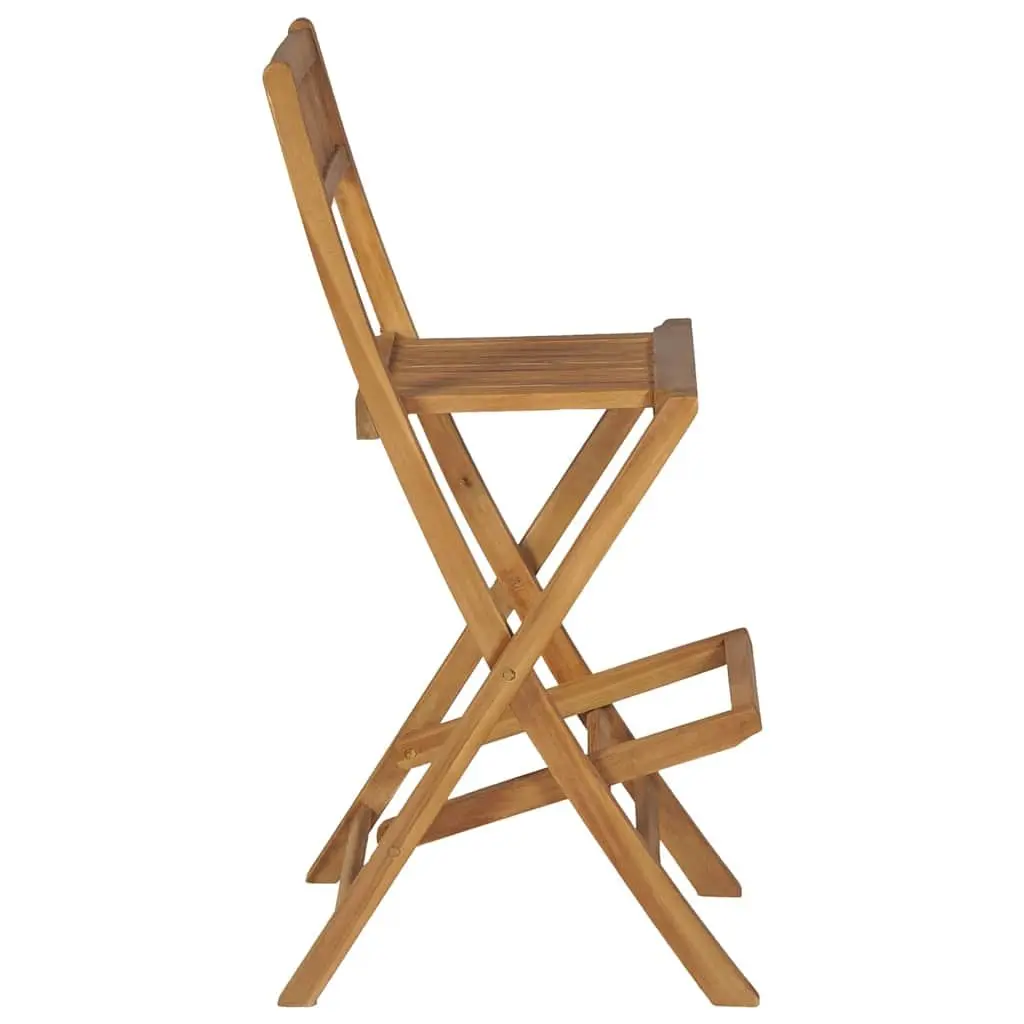 Folding Outdoor Bar Stools Teak Wood Brown Set of 2