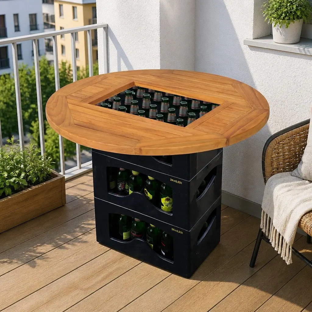 Portable Tabletop Accessory Brown 70cm for Beer Crate Outdoor Camping Party Use