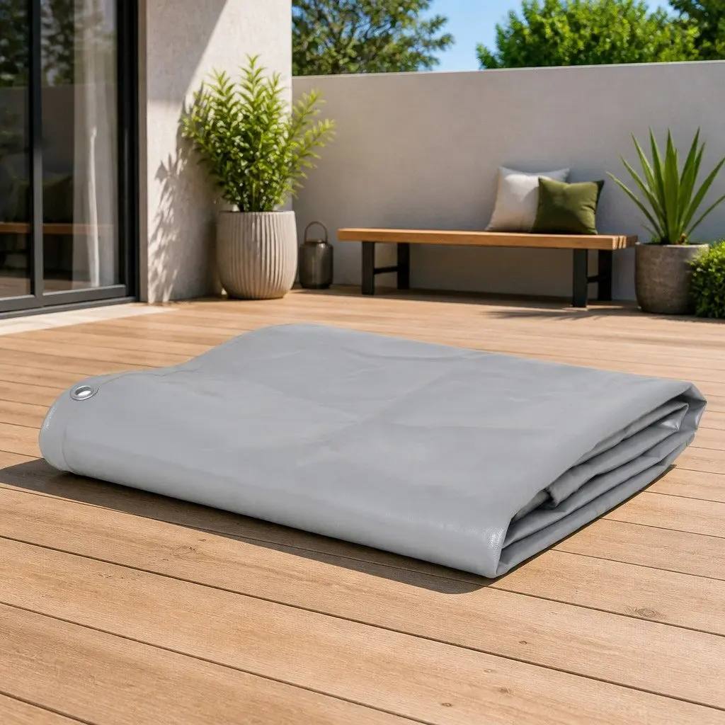 Heavy-Duty Tarpaulin Waterproof 3x6 m Grey PVC Coated Cover